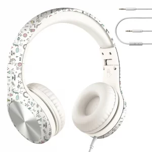 LilGadgets Connect+ Wired Kids Headphones for School with Microphone, Noise & Volume Reducing Over-Ear Headset with Cord, SharePort Technology & Soft