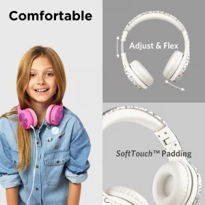 LilGadgets Connect+ Wired Kids Headphones for School with Microphone, Noise & Volume Reducing Over-Ear Headset with Cord, SharePort Technology & Soft