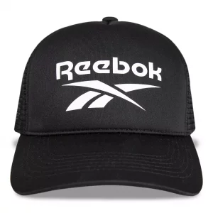 Reebok Aero Trucker Hat | Snapback | Adjustable | Mesh Back | Retro | Baseball | Streetwear | Urban | Lifestyle - Black