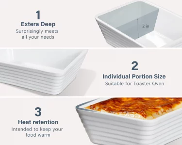 ONEMORE Small Baking Dish, Rectangle Ceramic Baking Dish for Oven, Individual Casserole Dishes for Toaster Oven, 5x7 Small Deep Lasagna Baking Dish, 