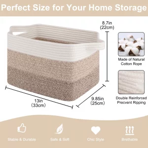 OIASKET Storage Baskets for Organizing, Woven Baskets for Shelves, Rectangle Decorative Organizer for Storage Clothes, Toy, Books, Towels Nursery Bin