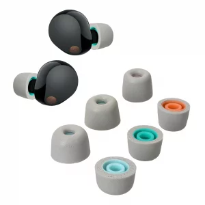 kwmobile Replacement Ear Tips Compatible with Sony WF-1000XM5 - Set of 6 - Memory Foam Eartips - Light Grey