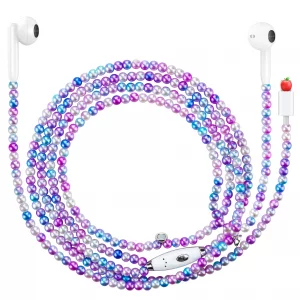 DJWOM for iPhone Headphones Wired Beads Earphones Earbud with Microphone in Ear Wired Ear Buds Headsets Compatible with iPhone 14/13/12/11/XR/XS/8/7/