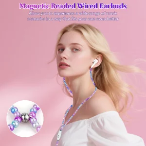 DJWOM for iPhone Headphones Wired Beads Earphones Earbud with Microphone in Ear Wired Ear Buds Headsets Compatible with iPhone 14/13/12/11/XR/XS/8/7/