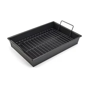 Chicago Metallic Pro Non-Stick Roast and Broil Baking Pan with Rack, 13-Inch-by-9-Inch, Dark Gray