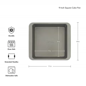 KitchenAid 9in Nonstick Aluminized Steel Square Cake Pan, Contour Silver