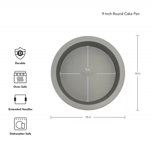 KitchenAid 9in Nonstick Aluminized Steel Round Cake Pan, Contour Silver