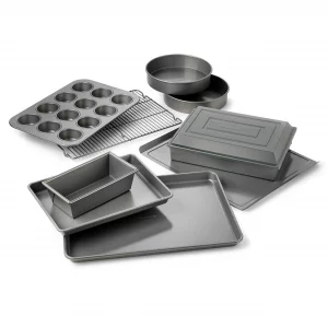 Calphalon 10-Piece Nonstick Bakeware Set Includes Baking Sheet Cookie Sheet Cake Pans Muffin Pan and More Dishwasher Safe Silver