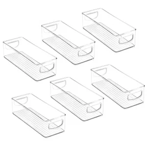 mDesign Small Plastic Office Storage Container Bins with Handles for Organization in Filing Cabinet, Closet Shelf, or Desk Drawers, Organizer for Not