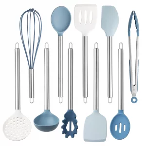 COOK WITH COLOR Silicone Cooking Utensils, Kitchen Utensil Set, Easy to Clean Silicone Kitchen Utensils, Cooking Utensils for Nonstick Cookware, Kitc