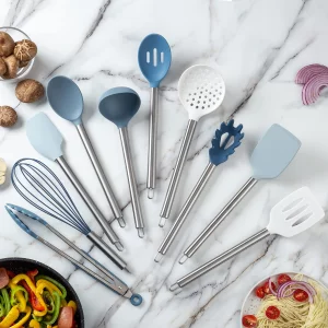 COOK WITH COLOR Silicone Cooking Utensils, Kitchen Utensil Set, Easy to Clean Silicone Kitchen Utensils, Cooking Utensils for Nonstick Cookware, Kitc