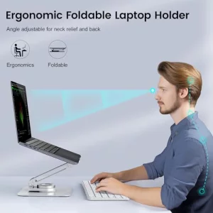 acer Laptop Stand for Desk - with 360 Swivel Base, Rotating Laptop Riser for Desk, Adjustable Computer Stand for Laptops, Ergonomic Riser Holder Fold