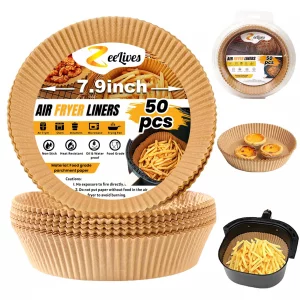 Power XL Air Fryer Liners Disposable 4-8 QT  50 Pcs Non-Stick Air Fryer Parchment Paper Liners Fits 4,5,6,7,8 QT  Water & Oil Proof