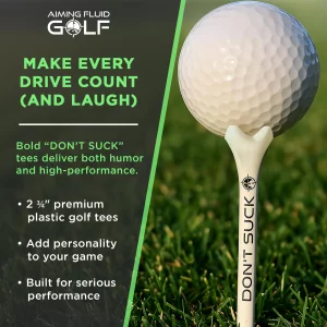Don't Suck Golf Tees 2   50 Pack Durable Plastic 4-Prong Funny Golf Tees with PureFlight Tech  Low Resistance for Straighter, Longer Drives (50 P