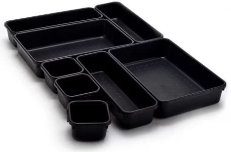 Masirs Interlocking Drawer Organizer Bins, Durable Plastic, Various Sizes for Custom Layout Design, Great for Desk Drawer, Tool Box or Garage Organiz