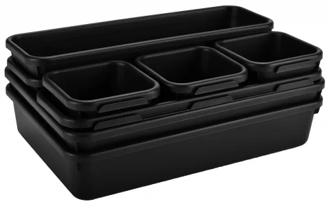 Masirs Interlocking Drawer Organizer Bins, Durable Plastic, Various Sizes for Custom Layout Design, Great for Desk Drawer, Tool Box or Garage Organiz