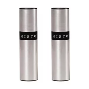 Misto Aluminum Oil Sprayer, Set of 2, Versatile Refillable Aerosol Sprayers for Olive Oil, Vinegar, Lemon Juice, Dressings, and More, Ideal for Cooki