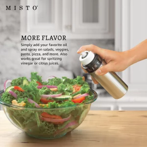 Misto Aluminum Oil Sprayer, Set of 2, Versatile Refillable Aerosol Sprayers for Olive Oil, Vinegar, Lemon Juice, Dressings, and More, Ideal for Cooki