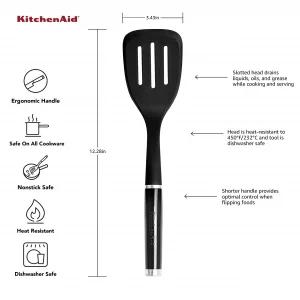 KitchenAid Gourmet Nylon Slotted Turner, 13.65-Inch, Black