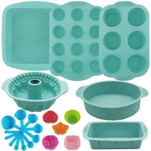 32 Pieces Silicone Baking Pans Set, Nonstick Bakeware Set for Kitchen Oven, Silicone Cake Molds, Round/Square Cake Pan, Baking Sheet, Loaf Pan, Donut
