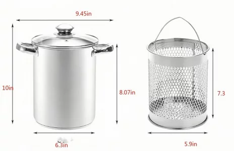 Asparagus Pot Stainless Steel Steamer Cooker with Basket and Lid Pasta 16cm 4L