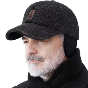 Winter for Men Outdoor Hat, Adjustable Warm Sport Golf Baseball Cap Hats Dad Caps Earflaps Thicken 55-60CM (Brown) (Cotton, Coffee)