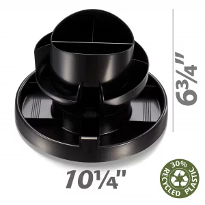 Officemate Deluxe Rotary Organizer, 16 Compartments, Recycled, Black (26255)