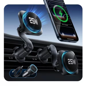 ESR OmniLock Qi2.2 Certified 25W MagSafe Car Mount Charger with CryoBoost, Phone Cooling MagSafe Car Charger, 360 Rotatable, Air Vent Magnetic Car P