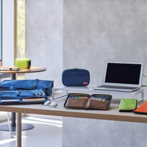 LIHIT LAB Large Capacity Zipper Pencil Case For School Office College, Big Capacity 4 Compartments Pencil Bag Holder Adults Teen Boys Girls, Travel C