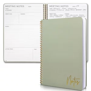 ZICOTO Beautiful Meeting Notebook For Work Organization - Easily Take Notes And Keep Agendas on Track - The Perfect Office Planner Supplies for Women