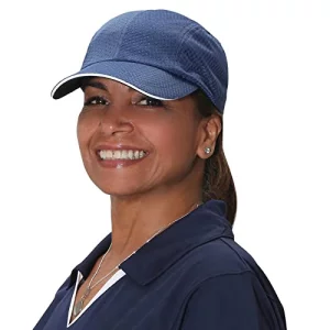 TrailHeads Women's Race Day Performance Running Cap, Lightweight & Quick Drying Mesh Sports Hat with Reflective Trim, Adjustable Fit - Navy