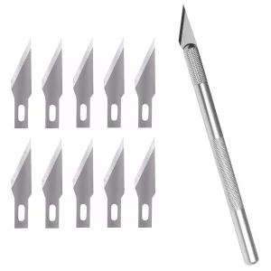 WA Portman Hobby Knife Set  1pc Precision Craft Knife Set with 10 SK5#11 Steel Hobby Blades  Art Cutter Tool for Paper, Vinyl, Leather, Plastic, Fa