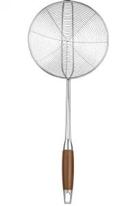 ANAM Spider Strainer Skimmer Spoon with Wooden Handle  Stainless Steel Spider Strainer for Deep Frying, Hot Pot, Tempura & Pasta  Heat-Resistant Fr