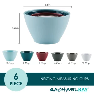Rachael Ray Tools and Gadgets Nesting/Stackable Measuring Cups Set, 6 Piece - Assorted Colors