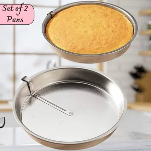 Quick Release Easy-Out Cake Pan Set of 2, Effortlessly Bake and Serve Perfect Cakes and Pies, 9