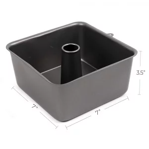 Ametalrgica Non-Stick Square Angel Food Cake Pan 7 x 7 x 3-1/2 Inch High, 6-Cup Capacity