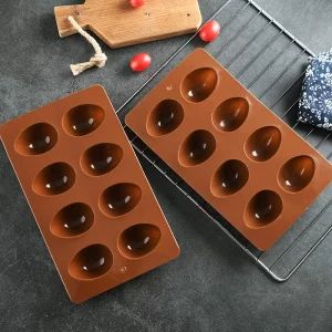 Mirenlife 8 Cavity Silicone Egg Pan, Egg Tray, Egg Shape Ice Tray, Silicone Baking Supplies for Cake Decorating, Chocolate, Candy, Jello, Baking Pan 
