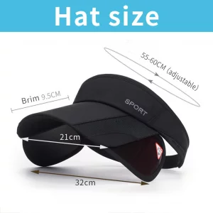Summer Sun Visor Hat - Women Adjustable Golf Cap with Retractable Brim, UV Protection Beach/Tennis Sport Hat (Black)