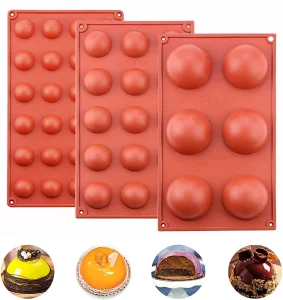 BAKER DEPOT Silicone mould for Hot Chocolate Bomb Dome Mousse desert Cake Decorating Tool Baking DIY Mould Set of 3