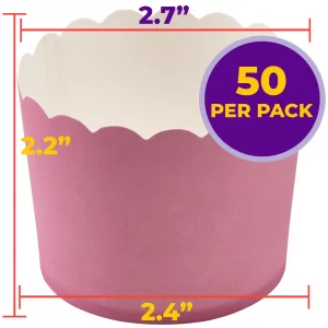 DecoPac Sachet Pink Scalloped Baking Cups, Pack of 50, Perfect For Delicious Cupcakes, Delicate Scalloped Edge, 50 Oven Safe Cupcake Cases,50 Count(P