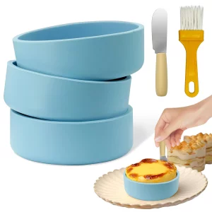 Blue Silicone Air Fryer Egg Mold 3 Pack - Reusable Egg Bite Maker for Air Fryer, Oven & Microwave, BPA Free, Dishwasher Safe, Non-Stick Breakfast Acc