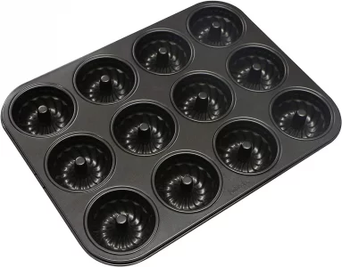 Webake Mini Fluted Tube Cake Pan, Non-Stick 2.8 Inch Cake Baking Pan, Heavy Gauge Carbon Steel (12-Cavity)