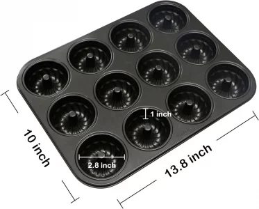 Webake Mini Fluted Tube Cake Pan, Non-Stick 2.8 Inch Cake Baking Pan, Heavy Gauge Carbon Steel (12-Cavity)