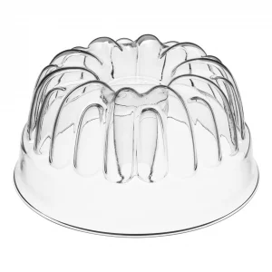 SIMAX Clear Glass Fluted Bundt Pan, Heat, Cold, and Shock Proof, Holds 1.4 Quarts (5.4 Cups), Made in Europe, Great for Small Ring Cakes, Puddings, D