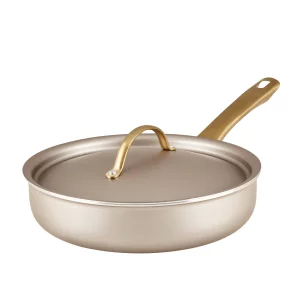 Farberware Radiant Nonstick Saute Pan with Lid, Dishwasher Safe, 2.75 Quart, Champagne