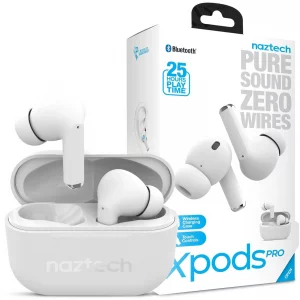 Naztech Xpods PRO Ear Buds - (White) True Wireless Earbuds Noise Cancelling Earbuds Wireless Bluetooth Earphone for Gym Sound Cancelling in Ear Headp