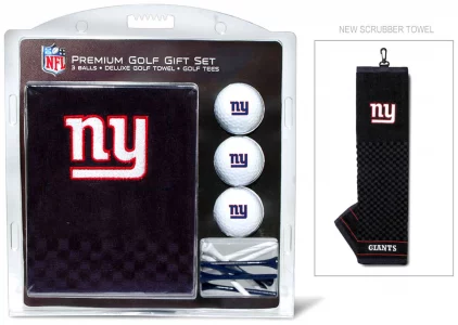 Team Golf NFL New York Giants Gift Set: Embroidered Golf Towel, 3 Golf Balls, and 14 Golf Tees 2-3/4