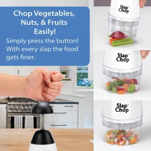Original Slap Chop Slicer Chopper with Stainless Steel Blades & Butterfly Opening for Easy Cleaning - Vegetable Chopper Gadget, Mini Chopper for Sala