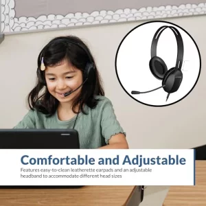 Cyber Acoustics Stereo PC Headset (AC-4000), 3.5mm Connection, Noise Canceling Microphone for PC, Mac and, Tablets, Perfect for Classroom or Home