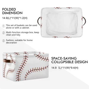 AUUXVA Baseball Storage Basket, Sports Theme Softball Large Storage Bins Box with Handles, Easter Gift Baskets Ideal for Baby Kids, Room Nursery Deco